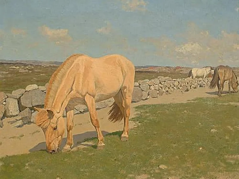 1869-Gustaf Ankarcrona - Cavalli al pascolo in un paesaggio